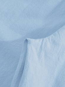 1 Set Men's Lightweight Loose Fit Summer Outfit: Light Blue Long Sleeve Button-Up Collared Shirt + Straight Leg Pants (Note: Linen Fabric May Wrinkle Easily And Have Slight Transparency, Please Consider Before Purchasing. Refer To Size Chart In Details) - Baby Blue - View 8