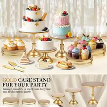 8 PCS Gold Cake Stand Set With Gold Pedestal Cake Stand And Cake Cutter Pie Spatula, Dessert Table Display Set Wedding, Party, Birthday, Shower, Event Bridal Celebration - 8 PCS - View 3