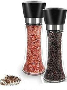 Tall Pepper Grinder Or Pepper Mill, Manual Salt Grinder Refillable With Adjustable Coarseness, Black Pepper Grinder Made Of Stainless Steel, Himalayan Salt And Sea Salt Grinder - 黑色 - 查看 2