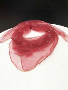 1件新款女士水钻装饰半透明几何图案围巾/头巾 - 彩色 - 查看 5