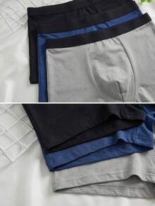 3 buah celana dalam boxer remaja laki-laki ukuran 14-16 tahun, model mid-rise, warna polos, elastis, dan bernapas, cocok untuk semua musim. - MultiWarna - View 5