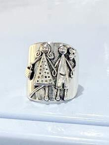 Anillos de pareja de cobre artesanales vintage, anillos conmemorativos, anillos de regalo, anillos de boda bohemios - Plateado - Ver 11