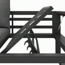 Modular Outdoor Sofa Set With Adjustable Backrest, Folding Armrests And Metal Ice Bucket, 10 Cm Thick Cushions For Terrace, Balcony, Poolside, Grey/Beige - 灰色 - 查看 11