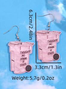 1 Đôi bông tai acrylic hình thùng rác phong cách hip-hop punk thời trang, tinh tế, đa năng, cá tính, độc đáo, sáng tạo dành cho nữ, phù hợp để đeo hàng ngày, dự tiệc, đi làm, nghỉ lễ, du lịch. - Nhiều màu - Xem 5