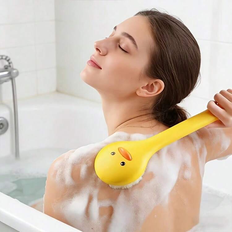 1 cọ tắm cán dài bằng silicon - Lông mềm mại giúp tẩy tế bào chết và massage lưng, phù hợp với mọi loại da, bền và dễ vệ sinh, dụng cụ tắm tại nhà tiện lợi, chất liệu hợp vệ sinh, cần thiết cho spa tại nhà. - A - Xem 2