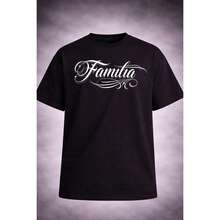 Mens Old School Lowrider Chicano Art T-Shirt HeavyWeight 7.5 Oz 100% Cotton Retro Graphic Tshirt - 黑色 - 查看 1