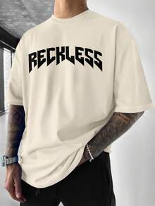 男士复古暗黑风格字母印花圆领短袖T恤 - 彩色 - 查看 4