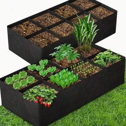 8-Compartment Felt Garden Planting Box - Lightweight Multi-Layer Seedling Tray, Suitable For Indoor/Outdoor, Ideal For Planting Herbs And Lawn