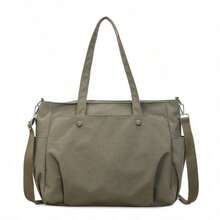 1pc Beige Soft Faux Leather Multi-Pocket Large Capacity Tote Bag, Suitable For Daily Commute - Multicolor - View 17