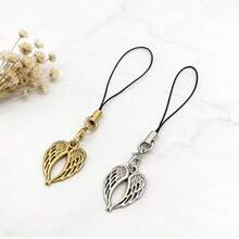1/2 pezzi Charm vintage per telefono a forma di cuore con ali d'angelo, design delicato e traforato, adatto per smartphone universali, disponibile in 2 colori - Multicolore - Visualizzare 11