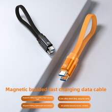 Cáp USB-C ngắn 20cm, hỗ trợ sạc nhanh 240W, cáp dẹt từ tính bện, phù hợp với 15, 16, 17. - trái cam - Xem 4