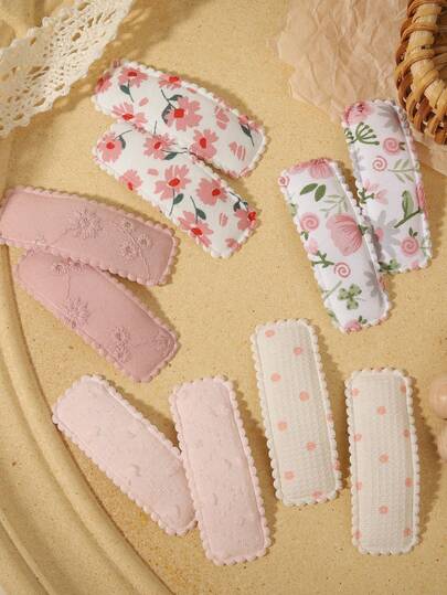 10pcs Mixed Floral Hair Clips Set, Gentle & Fresh Style, Suitable For Spring/Summer Outings