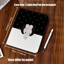 Black Polka Dot Pink Bunny Case (Book Style With Pencil Slot) Classic Black Base With White Polka Dots, Featuring A Fluffy White Bunny With A Pink Bow In A Circular Frame. Compatible With IPad Mini 4/5/6, 9.7/10.2/10.5/10.9/11/12.9/13 Inch, Pro/Air 4/5/6/7, 10th/11th Gen, Galaxy Tab A7Lite/A8/A9/A9Plus/S6Lite/S7/S8/S9/S10/S11/FE/Plus Series. - Multicolor - View 9