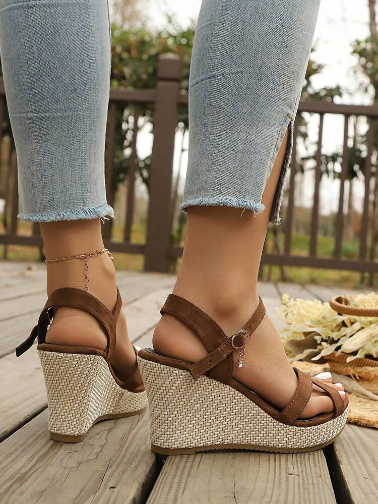New Summer Platform Wedge Sandals, Multi-Functional Thick Sole Waterproof Flatform Shoes For Slimming Effect - Brown - View 7