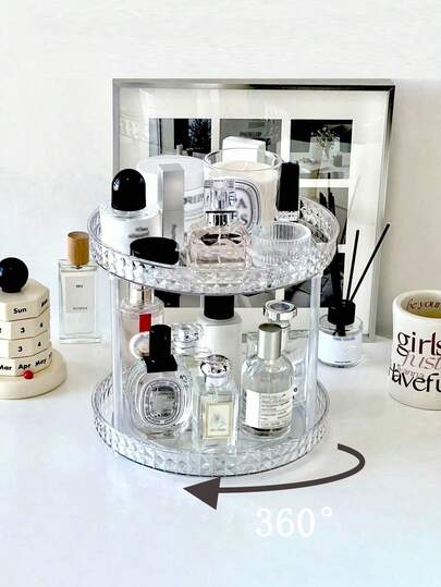 1 pieza Organizador de maquillaje giratorio, Estantería de almacenamiento para el baño, Soporte para perfumes, Hermosa decoración del hogar, Accesorios para el hogar, Suministros de cocina, Decoración del baño, Decoración del dormitorio, Organizador de cosméticos, Estantería de almacenamiento de joyas, Adecuado para vacaciones, playa, baño, dormitorio, gran capacidad