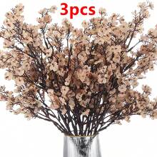 3支仿真满天星花束，适用于婚礼、家居、餐厅、卧室、花瓶装饰、节日生日派对、婚礼装饰、鲜花、情人节礼物、新年DIY材料 - 棕色 - 查看 6