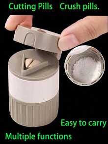 2-In-1 Pill Crusher & Splitter, Portable Manual Fine Powder Grinder, Multi-Function Medicine Organizer Box, Home Travel Medication Kit, Weekly Pill Management Tool, Assorted Colors, Practical Gift - View 1
