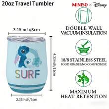 MINISO X Disney Lilo & Stitch SURF Tropical Insulated Stainless Steel Eggshell Tumbler With Lid,Double-Walled Vacuum Cup For Coffee,Wine,Drinks - 彩色 - 查看 5