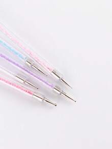 5 Packs Dual-Ended Nail Art Brushes, Crystal Handle Nail Liner & Dotting Pens For Fine Lines, French Tips, Dotting & Decorative Nail Designs - Ideal For Salon & DIY Manicure - Multicolor - View 5