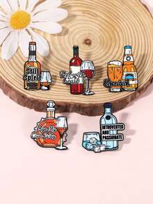 5 chiếc ghim cài áo hình cốc nước ngộ nghĩnh, sáng tạo, phụ kiện thời trang cá nhân hóa bằng chữ cái tiếng Anh cho chai nước. - Nhiều màu - Xem 2