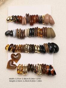 Ensemble de boucles d'oreilles pour femmes, 1-20 paires aléatoires, cœur, goutte d'eau, lettre, style minimaliste exquis, old money, vintage, street, Y2K, géométrique, exagéré, mode boutique, pour fête, mariage, remise des diplômes, anniversaire, rassemblement, Ramadan, Fête des Mères, Saint-Valentin, Noël, Nouvel An, port quotidien - Multicolore - Voir 5