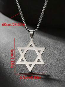 1 chiếc dây chuyền mặt hình ngôi sao sáu cánh rỗng bằng thép không gỉ dành cho nam, mặt dây chuyền ngôi sao David, trang sức phong cách Punk Rock Hip Hop, thiết kế hình học lục giác, đá sinh tháng Tư, quà tặng cho nam giới, bề mặt kim loại được đánh bóng. - Vàng - Xem 3