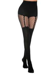 3 Pairs Sexy Hollow Dance Tights, Dense Mesh Stockings, Nightclub Queen Black Silk Sensual Fishnet Pantyhose - Multicolor - View 2