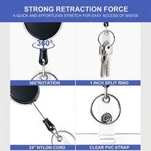 Vicloon ID Card Holder, Can Hold Business Cards, Student ID, Transit Cards, Comes With Retractable Yoyo Lanyard For Secure Carrying, Offers Two Carrying Options - Rectangle - View 10