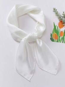 1 chiếc khăn tay màu trơn, khăn choàng nhỏ cho nữ, khăn trùm đầu vuông 70x70cm, thích hợp cho váy, đi biển, đi nghỉ mát. - Màu trắng sữa - Xem 2