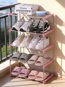 1 buah Rak Sepatu Kecil 5 Tingkat yang Dapat Ditumpuk, Cocok untuk Pintu Masuk, Lorong, dan Lemari, Pengorganisasi Penyimpanan Sepatu Hemat Ruang - Berwarna merah muda - View 5