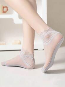 chuanwa（2） 1/5/10 Pairs Of Women's Lace Transparent Lolita Invisible Spring And Summer Thin Non-Slip Short Ankle Socks - Multicolor - View 8