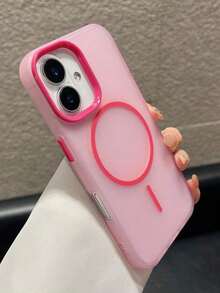 Luxury Magnetic Basic Purple Semi-Transparent Wireless Charging Phone Case Compatible With IPhone 17 17 Pro 17 Air 17 Pro Max 16 15 14 13 12 11 Pro Max 16 Plus Provides Clear Protection And Shock-Absorbing Frame Design Spring Gift - Pink - View 4