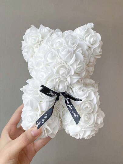 1pc Handmade Preserved Rose Teddy Bear Gift, Eternal Romantic Special Gift Suitable For Valentine's Day, Mother's Day, Father's Day, Day, Birthday, Wedding, Adds Happiness, Decor For Bedroom, Bathroom, Room, Office, School, Available In Multiple Colors And Sizes