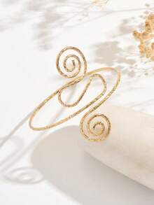 1件几何线条圆形臂环手镯，女士臂环，适合海滩派对、舞会、婚礼、日常佩戴 - 彩色 - 查看 3