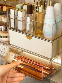 2个/1个亚克力时尚眼镜收纳盒，化妆品整理抽屉托盘，珠宝展示托盘，坚固耐用的四层透明时尚眼镜盒，适合家庭和办公室使用 - 彩色 - 查看 5