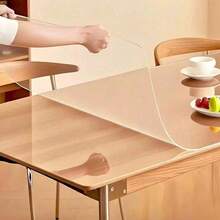 Transparent Vinyl Tablecloth, Water-Resistant And Wrinkle-Proof, Made Of PVC Plastic, Suitable For Dining Tables In Restaurants, Picnics, And Outdoor Parties. Rectangular And Square Designs, Can Be Used As A Table Protector, Easy To Clean, Customizable, Suitable For Handmade Projects, Home And Kitchen Decoration, Washable, Reusable. - White - View 12