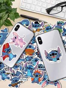 Disney 50张随机史迪奇卡通贴纸，防水贴纸，适用于儿童、剪贴簿、手机壳装饰，浮雕贴纸，无胶贴纸，可爱网红贴纸，奖励贴纸，带封口的DIY贴纸，糖果滴落贴纸，趣味贴纸书，3D浮雕纹理贴纸，剪贴簿用品，DIY装饰高品质贴纸，防水耐用可重复使用贴纸 - 彩色 - 查看 9