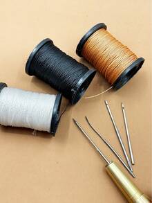 DIY Leather Repair Sewing Awl Set With Threading Function Copper Handle Awl, Paired With Nylon Thread And Thick Shoe Thread, Suitable For Shoe Repair, Leather Goods Refurbishment, Canvas Handmade And Home Decor DIY Projects, Essential For Leather Craft Enthusiasts And Home Repair - Shoe Repair Awl Set - View 5