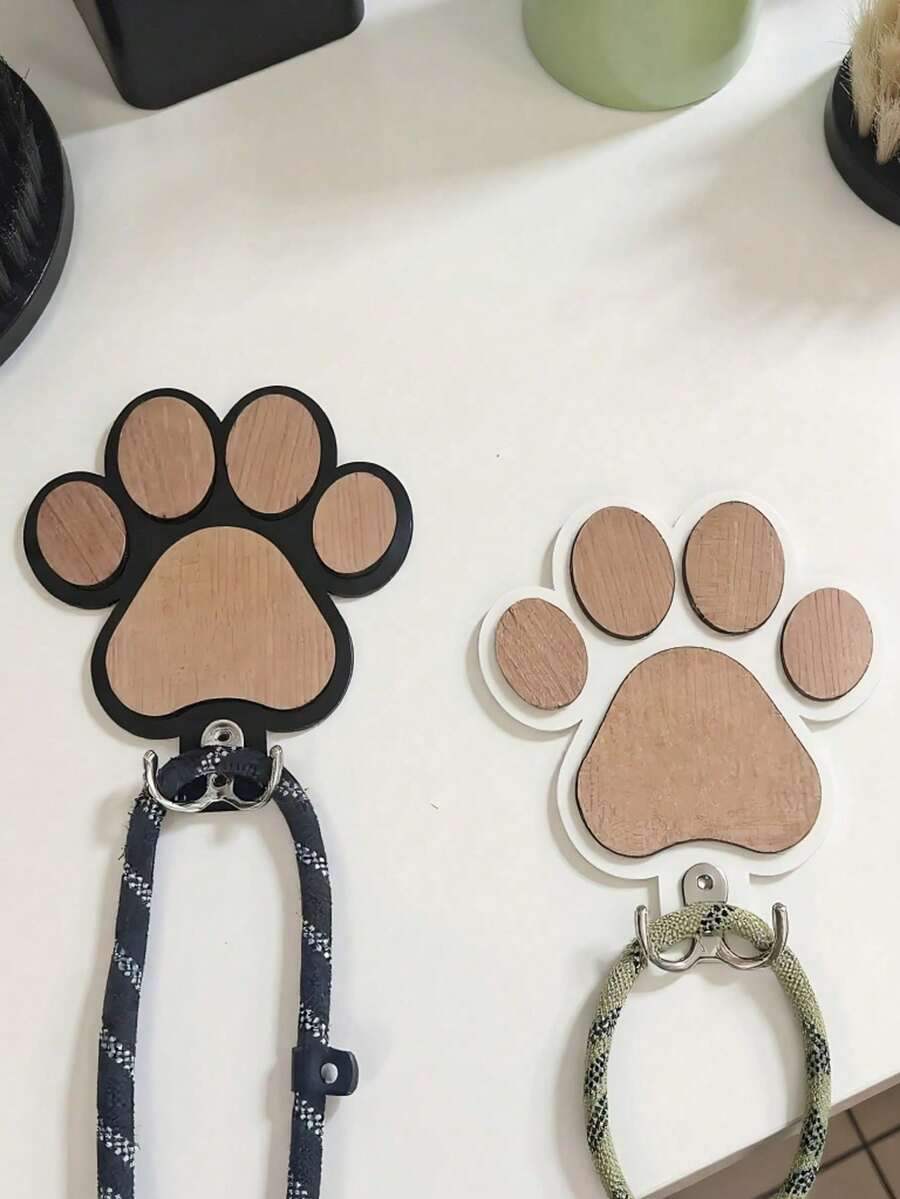 Wooden Paw Print Bathrobe Hook, Vintage Wall-Mounted Bathroom Accessory, Decorative For Bedroom, Fashionable Wooden Surface, Rust-Resistant - Multicolor - View 1
