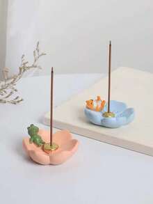1pc Floral & Animal Shaped Cute Incense Burner, Zen Desktop Tea Pet Decor - Flower Style - View 2