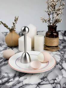 Stainless Steel Boiled Egg Topper Cutter, Tap To Open, Multifunctional Egg Cracker/Separator, Kitchen Tool - Multicolor - View 3