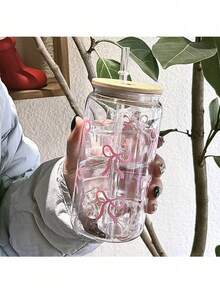 1 cốc nhựa cách nhiệt 16oz màu hồng có nơ, nắp tre và ống hút, kiểu dáng cổ điển, cốc du lịch di động dùng cho cà phê, nước ép, soda, đáng tin cậy, thích hợp làm quà tặng cho gia đình và bạn bè, kỷ niệm, giải khát mùa hè, đám cưới và nhiều dịp khác. - Nhiều màu - Xem 7