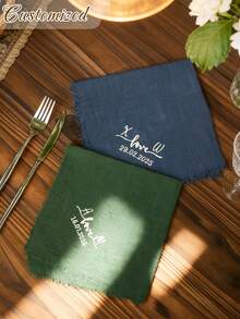 Khăn ăn bằng vải thêu tên và ngày cưới theo yêu cầu cá nhân, có tua rua. Khăn ăn kỷ niệm ngày cưới phong cách Boho thêu theo yêu cầu. Khăn ăn vuông mềm mại, đa năng, thích hợp làm quà tặng cho tiệc cưới, tiệc sinh nhật. - Nhiều màu - Xem 6