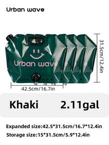 URBANWAVE URBANWAVB 1/4件装 8升大容量可折叠水袋 - 耐用手持式水袋，带高流量水龙头，户外徒步露营应急便携式节省空间水袋 - 8L/2.11加侖/281oz - 查看 14