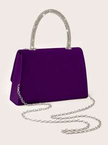 REMANLAND 这款别致优雅的紫色手拿包采用哑光质感，配以水晶手柄和流苏吊坠，尽显精致优雅。包身表面光滑哑光，闪耀的水晶手柄熠熠生辉，精致的水晶流苏吊坠更添优雅气质，经典的信封式翻盖设计更添韵味。它是送给女性的最佳礼物。 - 紫色 - 查看 6