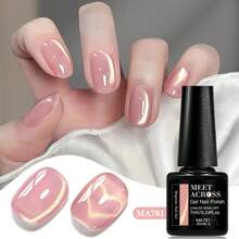 MEET ACROSS 7毫升裸色玻璃效果磁性猫眼凝胶指甲油，半永久可卸指甲油美甲 - 彩色 - 查看 2