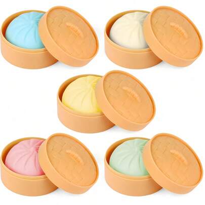 Đồ chơi giảm căng thẳng hàng ngày (1/2 chiếc), bóng bánh bao nhiều màu sắc, đồ chơi thư giãn giác quan, đồ chơi bóp mềm hình quả bóng bột nhào giúp giảm căng thẳng, đồ chơi để bàn đàn hồi kèm khay hấp thức ăn, trò chơi và quà tặng tiệc tùng, thích hợp làm quà tặng hoặc quà lưu niệm.