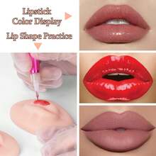 2pcs 3D Silicone Lip Tattoo Practice Skin, Reusable, For Lip Tattoo Practice - Apricot - View 6