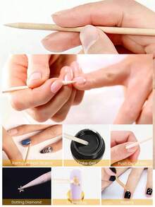 500 cái/350 cái/200 cái Que đẩy biểu bì bằng gỗ 55mm, tẩy sơn móng tay, dụng cụ làm móng, miếng dán móng, tẩy lông, sơn móng - Đồng - Xem 5