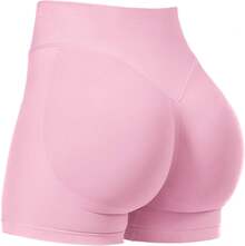 Women's Seamless Butt Lifting Sports Shorts, Suitable For Gym Workout, Cycling, Running, Black Tight Pants, Summer - Pink - View 3